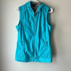 Eddie Bauer blue women’s hooded vest small Gorpcore outdoor hike